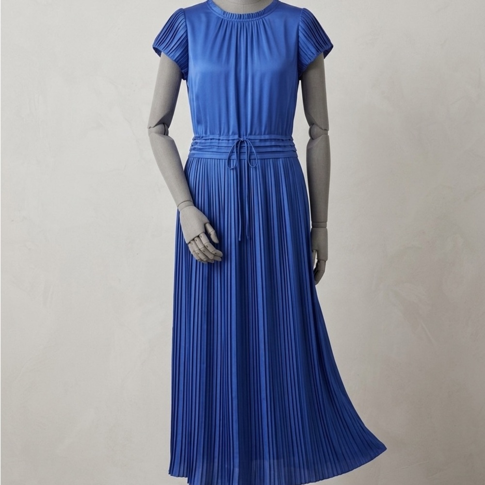 Rebecca Taylor Cobalt Blue Pleated Short-Sleeve Maxi Dress woman’s dress size 6